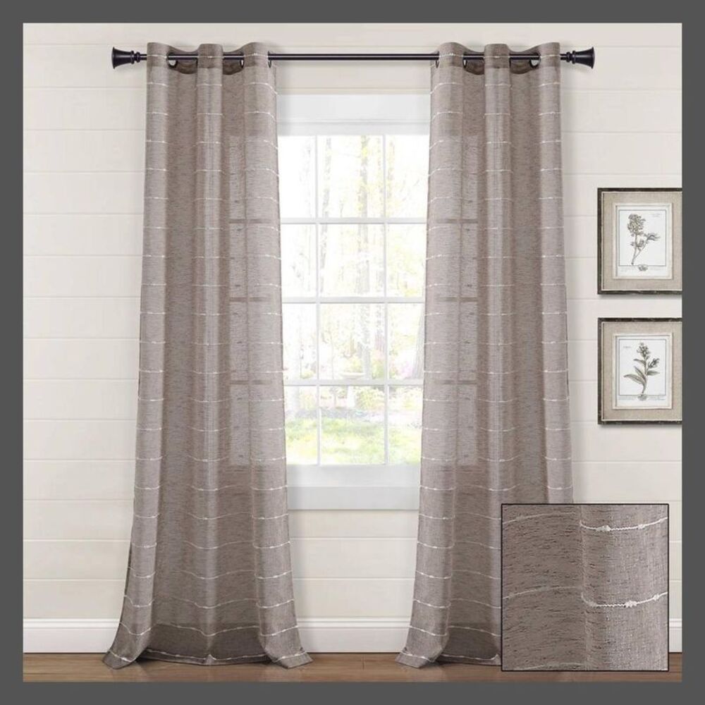 Lush Decor - Set of 2 (95''x38)" Farmhouse Textured Grommet She Brown